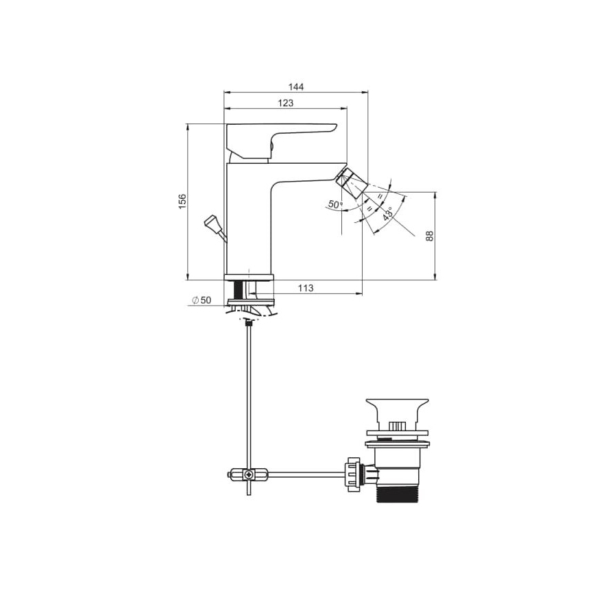 JIKA H3412H10041101 - Robinet de bidet PONTA 15,6 cm chrome brillant