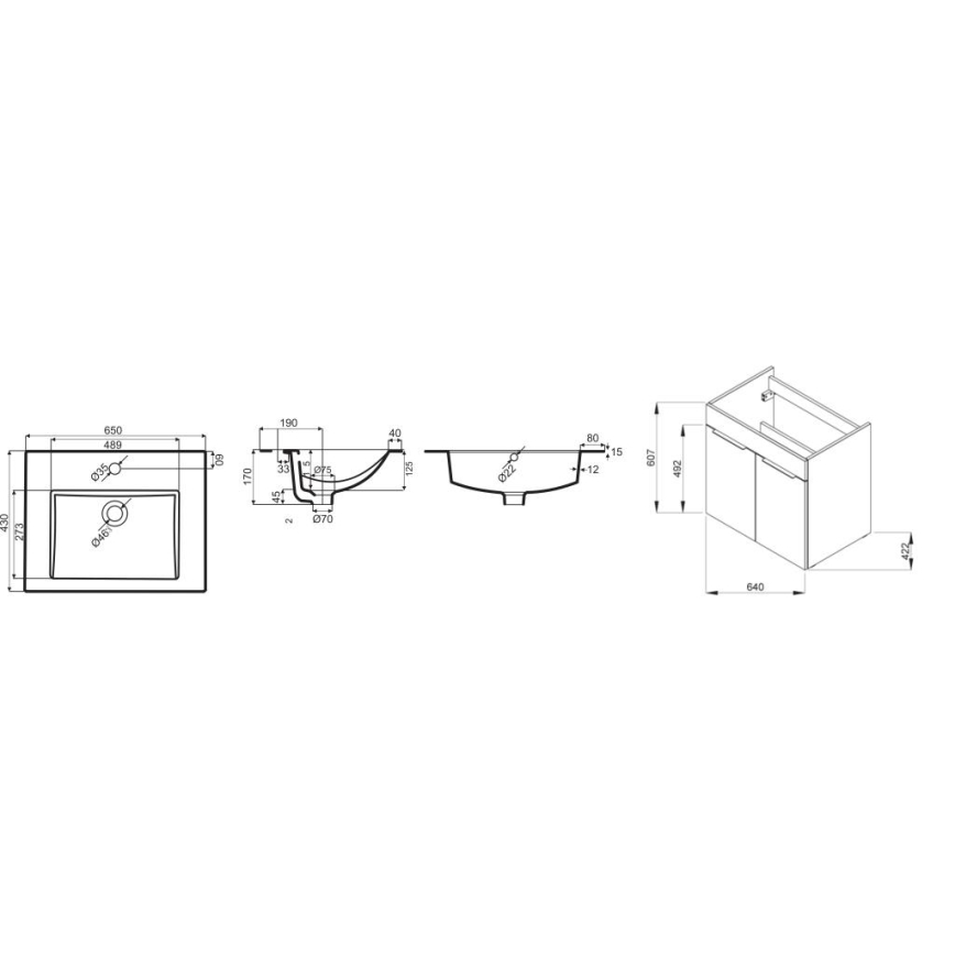 JIKA H4536011763001 - Meuble de salle de bain avec vasque CUBE 60,7x65 cm blanc