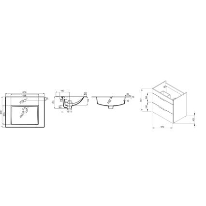 JIKA H4536021763001 - Meuble de salle de bain avec vasque CUBE 60,7x65 cm blanc