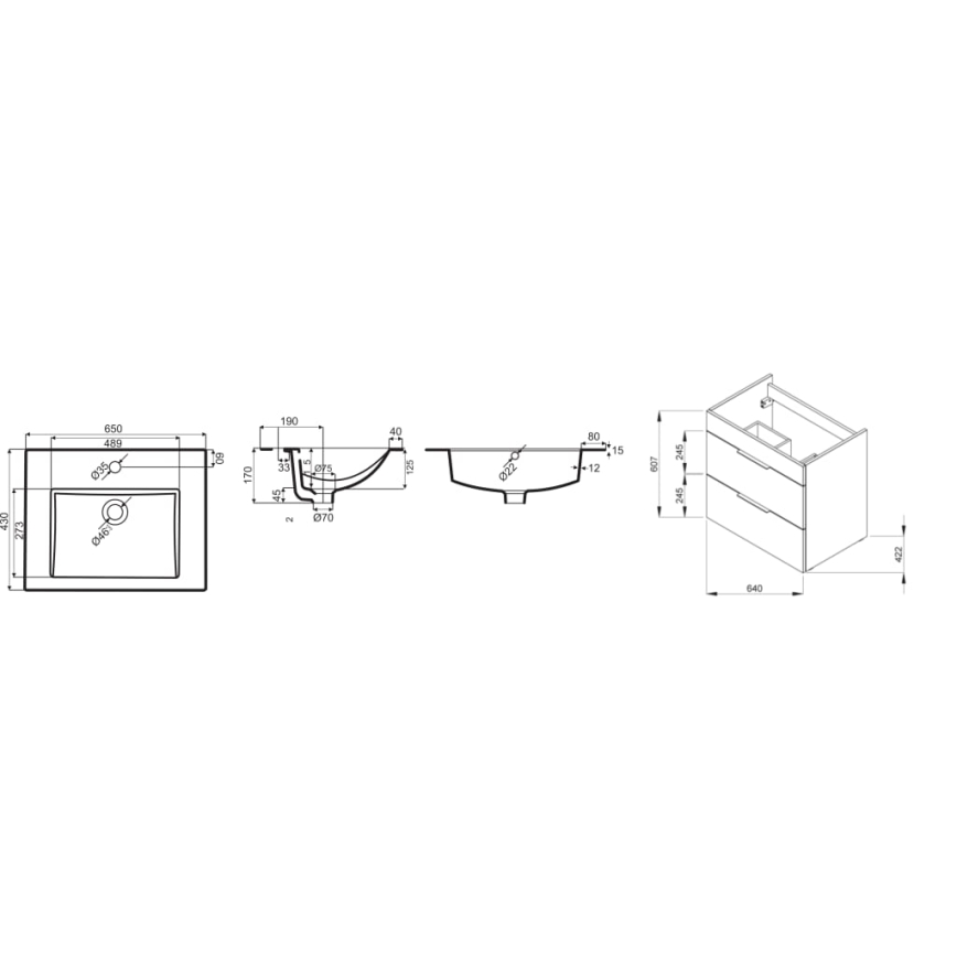 JIKA H4536021763001 - Meuble de salle de bain avec vasque CUBE 60,7x65 cm blanc
