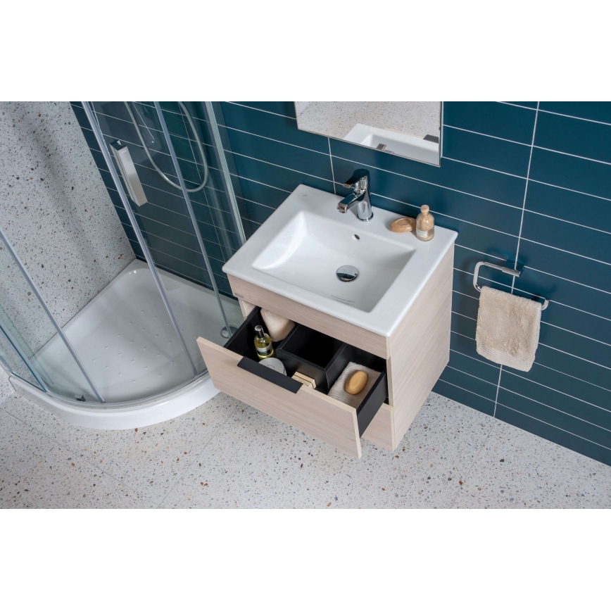 JIKA H4536021765141 - Meuble de salle de bain avec vasque CUBE 60,7x65 cm frêne