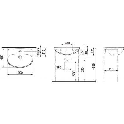 JIKA H8133830001041 - Lavabo encastré LYRA 60x46 cm céramique/blanc