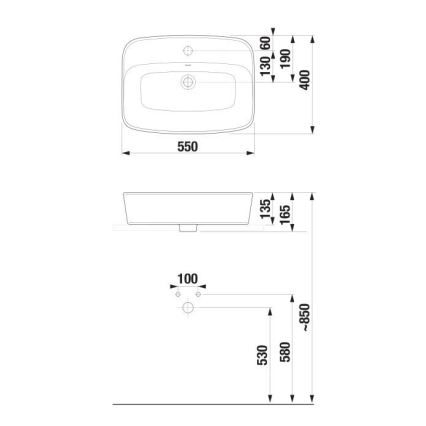 JIKA H8183820001041 - Lavabo à poser LYRA 55x40 cm céramique/blanc