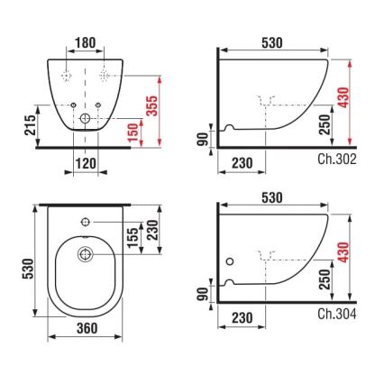 JIKA H8317121003021 - Bidet suspendu MIO céramique/blanc perle