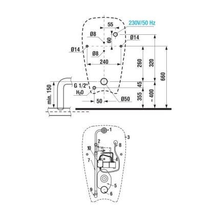 JIKA H8430700000001 - Urinoir GOLEM, alimentation interne, évacuation arrière, céramique/blanc