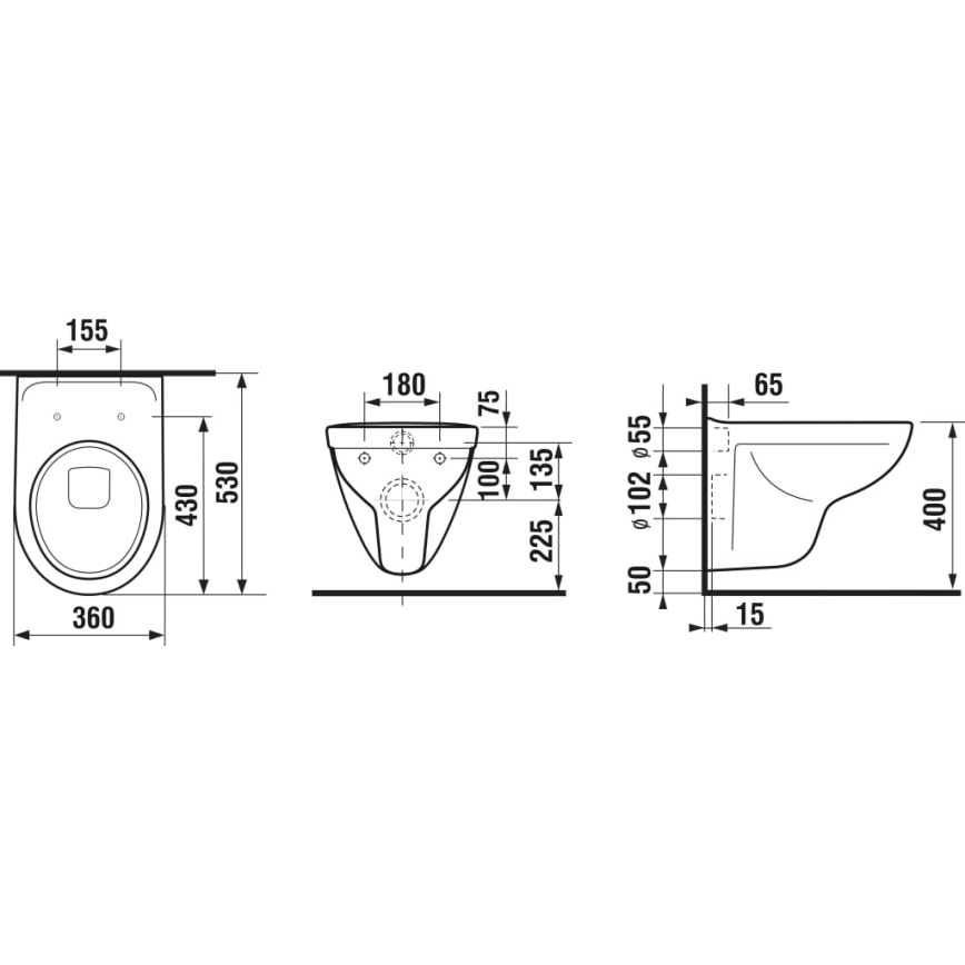 JIKA H8663810000001- WC suspendu LYRA céramique/blanc + abattant LYRA duroplast/blanc