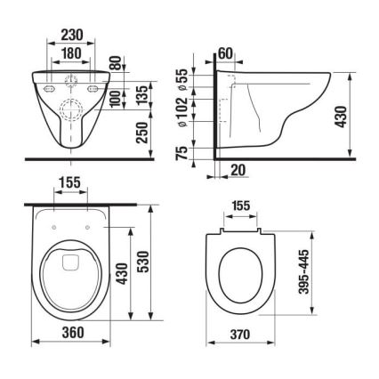 JIKA H8663840000001 - WC suspendu LYRA en céramique, blanc + abattant SoftClose LYRA en duroplast, blanc