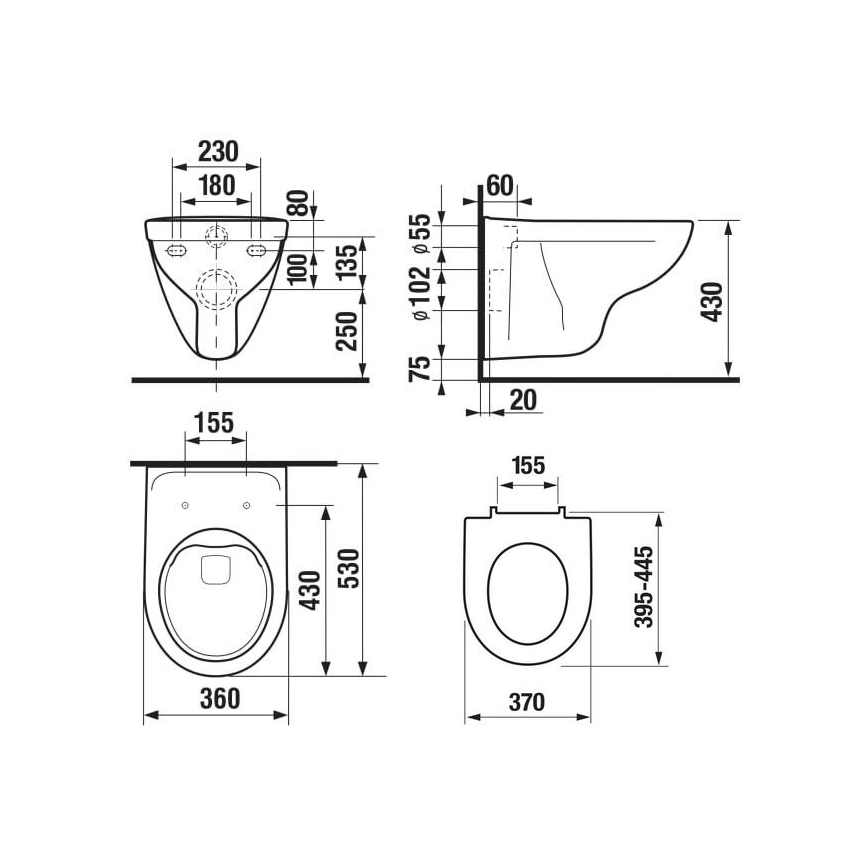 JIKA H8663840000001 - WC suspendu LYRA en céramique, blanc + abattant SoftClose LYRA en duroplast, blanc