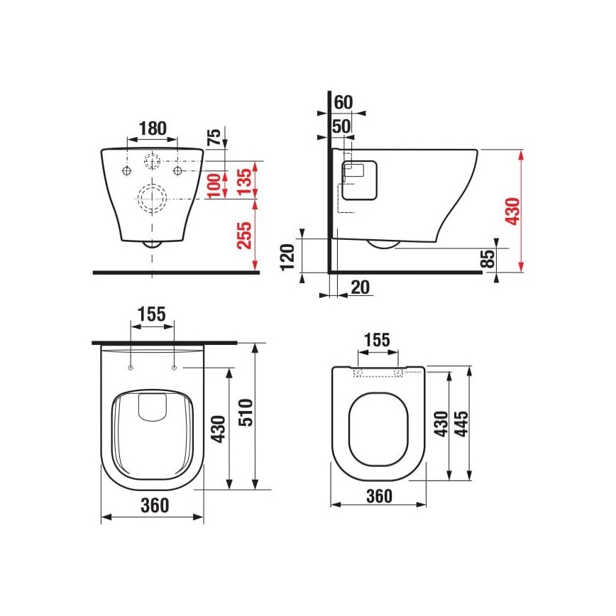 JIKA H8666160000001 - WC suspendu DEEP céramique/blanc + abattant SoftClose DEEP duroplast/blanc