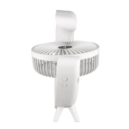 JOHNSON - Ventilateur de table rechargeable DEL RVB multicolore / 5 W / 3,7 V / 1200 mAh Ø 14 cm blanc