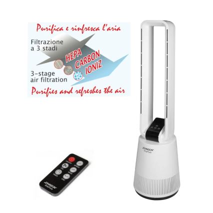 JOHNSON - Ventilateur avec purificateur d'air et filtre HEPA ARIA PURA 90W/230V blanc + télécommande