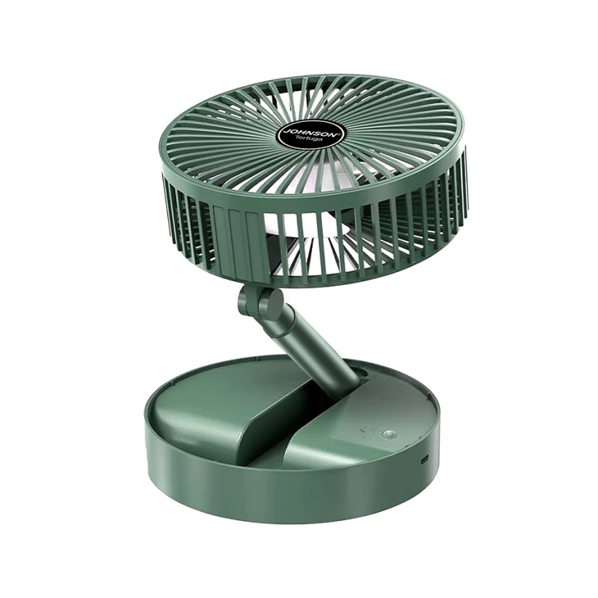 JOHNSON - Ventilateur de bureau rechargeable TORTUGA 5W/3,7V 1200 mAh Ø 16,5 cm vert