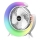JOHNSON - Ventilateur de table rechargeable DEL RVB multicolore / 5 W / 3,7 V / 1200 mAh Ø 14 cm blanc