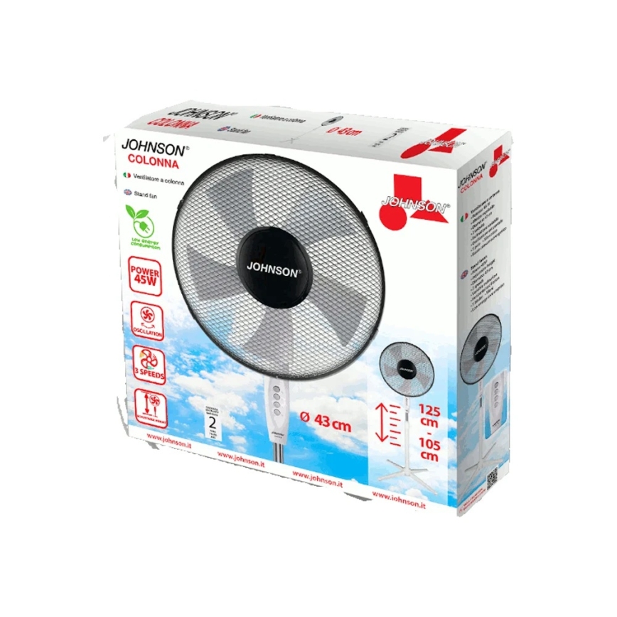 JOHNSON - Ventilateur sur pied COLONNA 45W/230V 125 cm noir/blanc