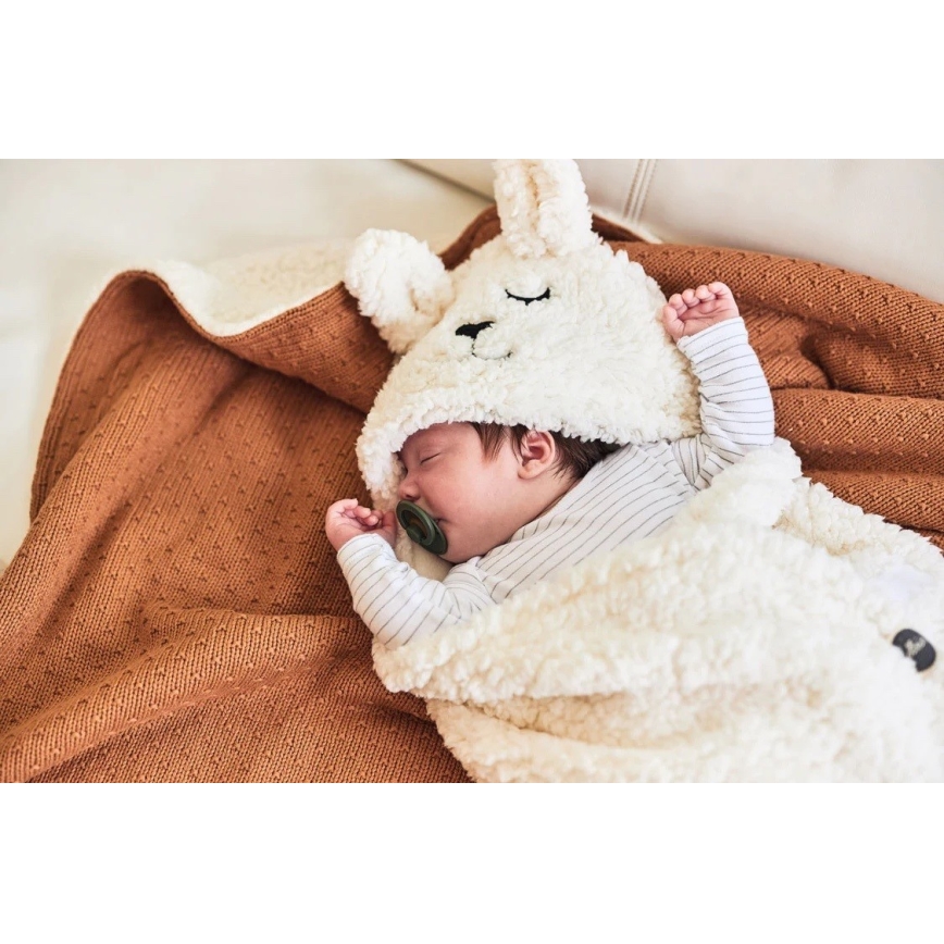 Jollein - Couverture à langer fleece Bunny 100x105 cm Off White