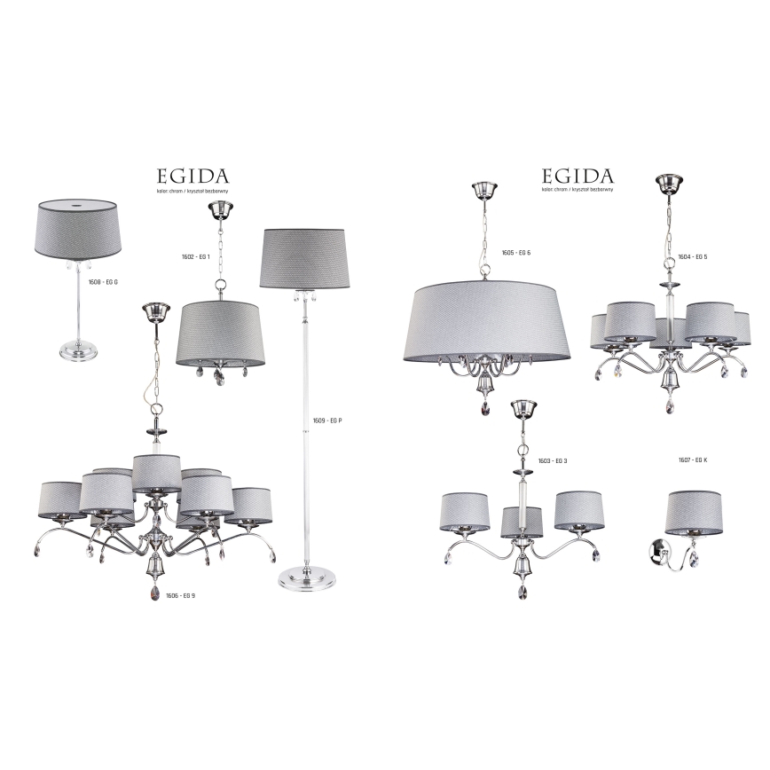 Jupiter 1604 - EG 5 CH - Lustre en cristal EGIDA 5xE27/60W