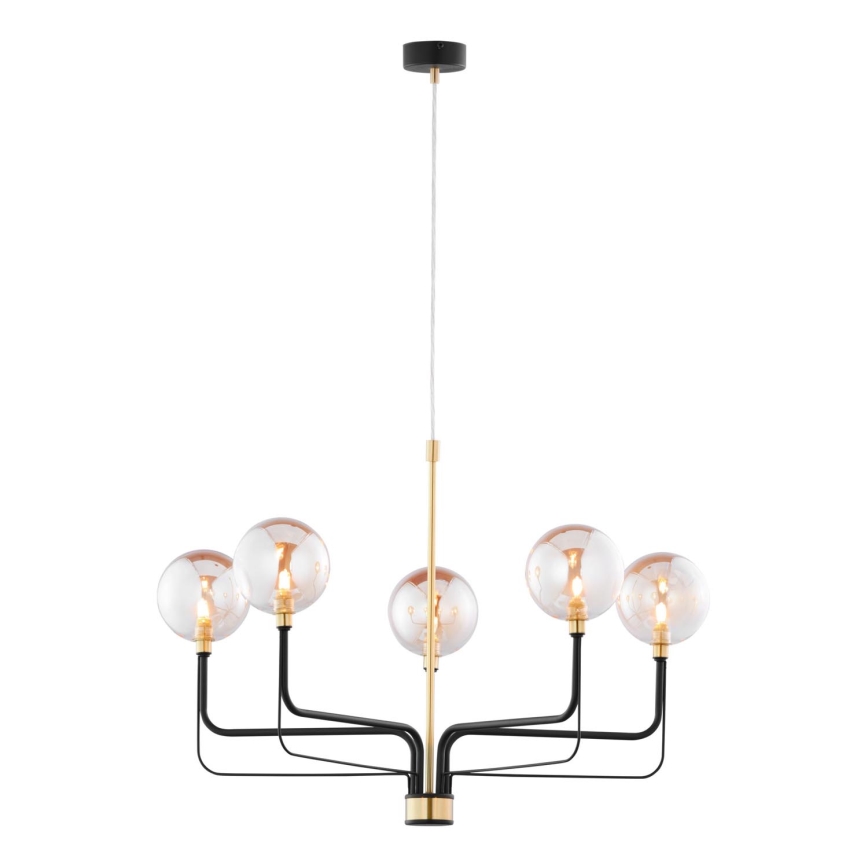 Jupiter 1886 - Suspension sur câble ERIS 5xG9/14W/230V doré/noir/beige fumé