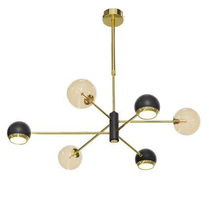 Jupiter 1966 - Suspension avec tige MOKA 3xGU10/10W/230V + 3xG9/10W/230V doré/noir/beige