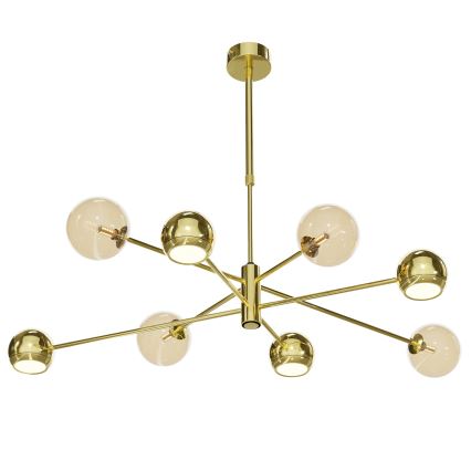 Jupiter 1969 - Suspension avec tige MOKA 4xGU10/10W/230V + 4xG9/10W/230V doré/beige