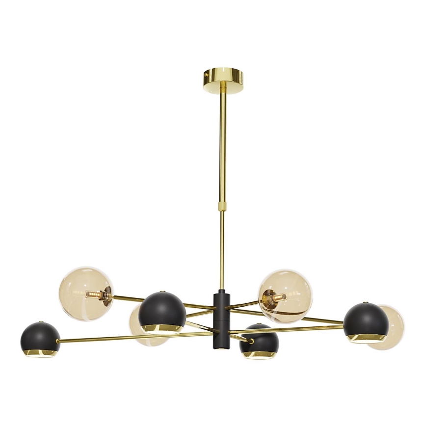 Jupiter 1972 - Suspension avec tige MOKA 4xGU10/10W/230V + 4xG9/10W/230V doré/noir/beige