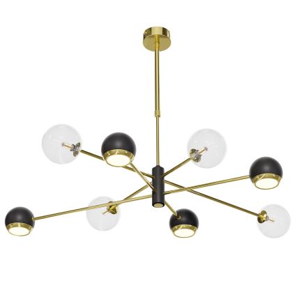 Jupiter 1973 - Suspension avec tige MOKA 4xGU10/10W/230V + 4xG9/10W/230V doré/noir/transparent