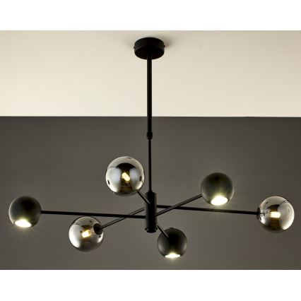 Jupiter 1974 - Suspension-barre MOKA 3xGU10/10W/230V + 3xG9/10W/230V noir/chrome