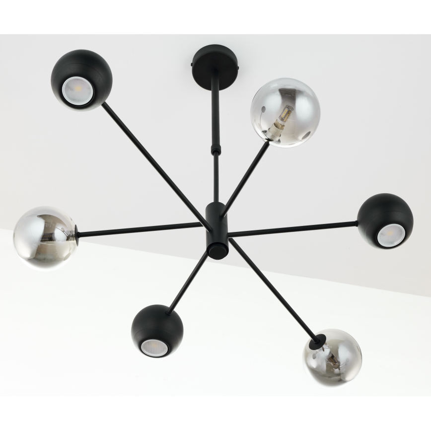 Jupiter 1974 - Suspension-barre MOKA 3xGU10/10W/230V + 3xG9/10W/230V noir/chrome brillant