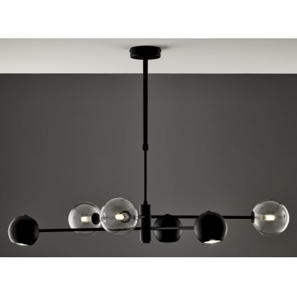 Jupiter 1995 - Suspension-barre MOKA 3xGU10/10W/230V + 3xG9/10W/230V noir/transparent