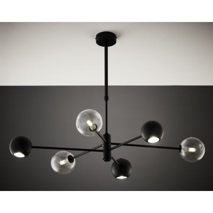 Jupiter 1995 - Suspension-barre MOKA 3xGU10/10W/230V + 3xG9/10W/230V noir/transparent