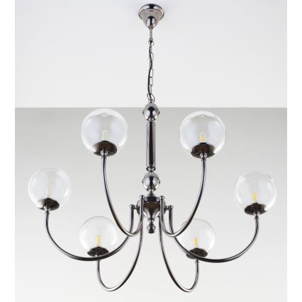 Jupiter 2022 - Suspension chaîne BRILLANTE 6xG9/10W/230V chrome brillant