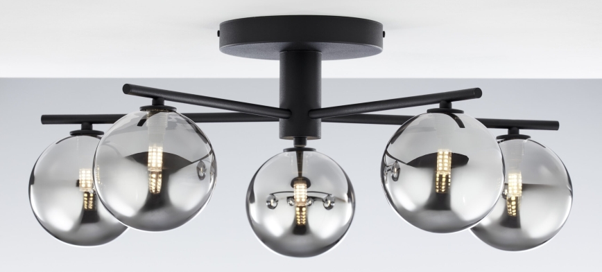 Jupiter 2048 - Plafonnier PRATO 5xG9/14W/230V noir/gris fumé