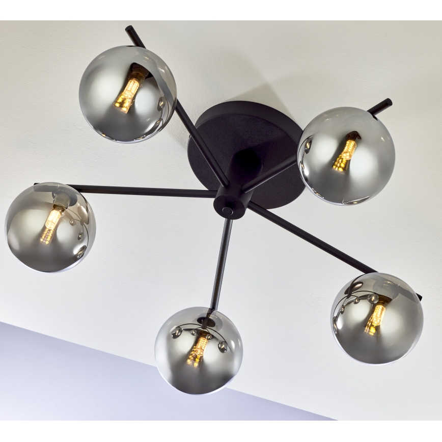 Jupiter 2048 - Plafonnier PRATO 5xG9/14W/230V noir/gris fumé