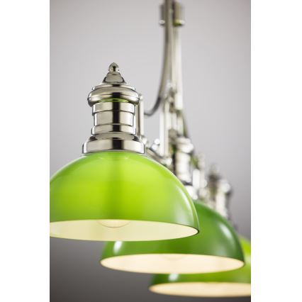 Jupiter 2072 - Lustre sur tige PLATINO 3xE27/15W/230V vert/chrome brillant