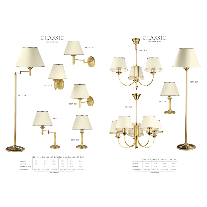 Jupiter 207A - CL P - Lampadaire CLASSIC 1xE27/60W/230V