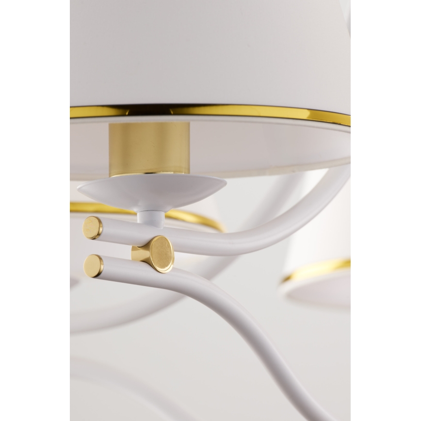 Jupiter 2084 - Suspension à chaîne SAMBA 5xE27/15W/230V blanc/doré