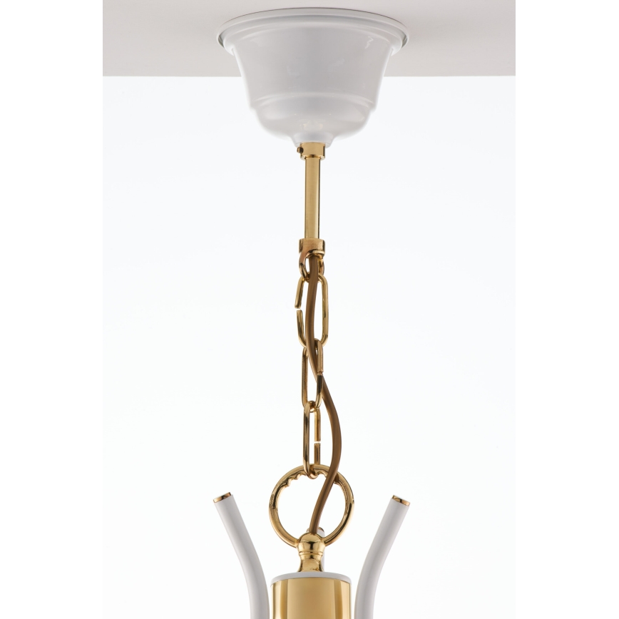 Jupiter 2085 - Lustre sur chaîne SAMBA 3xE27/15W/230V blanc/doré