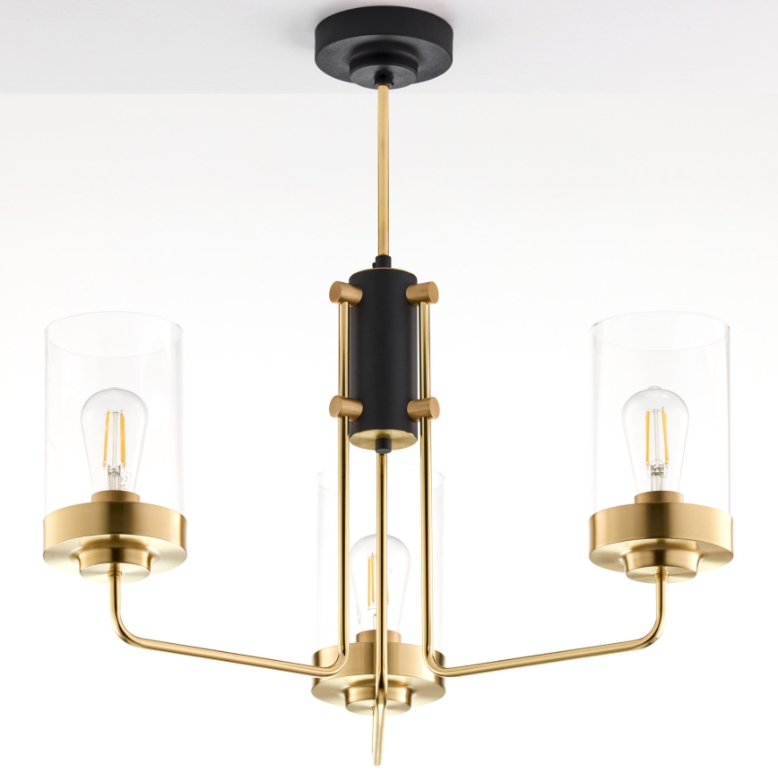 Jupiter 2087 - Lustre sur tige RAMIREZ 3xE27/15W/230V doré/noir