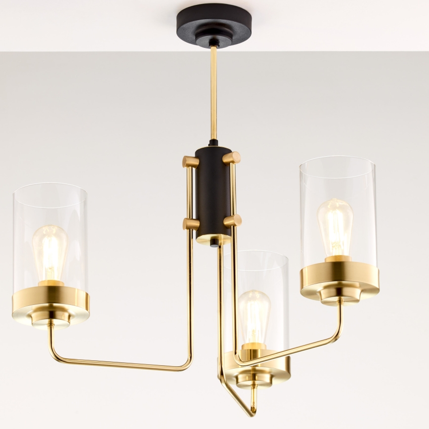 Jupiter 2087 - Lustre sur tige RAMIREZ 3xE27/15W/230V doré/noir