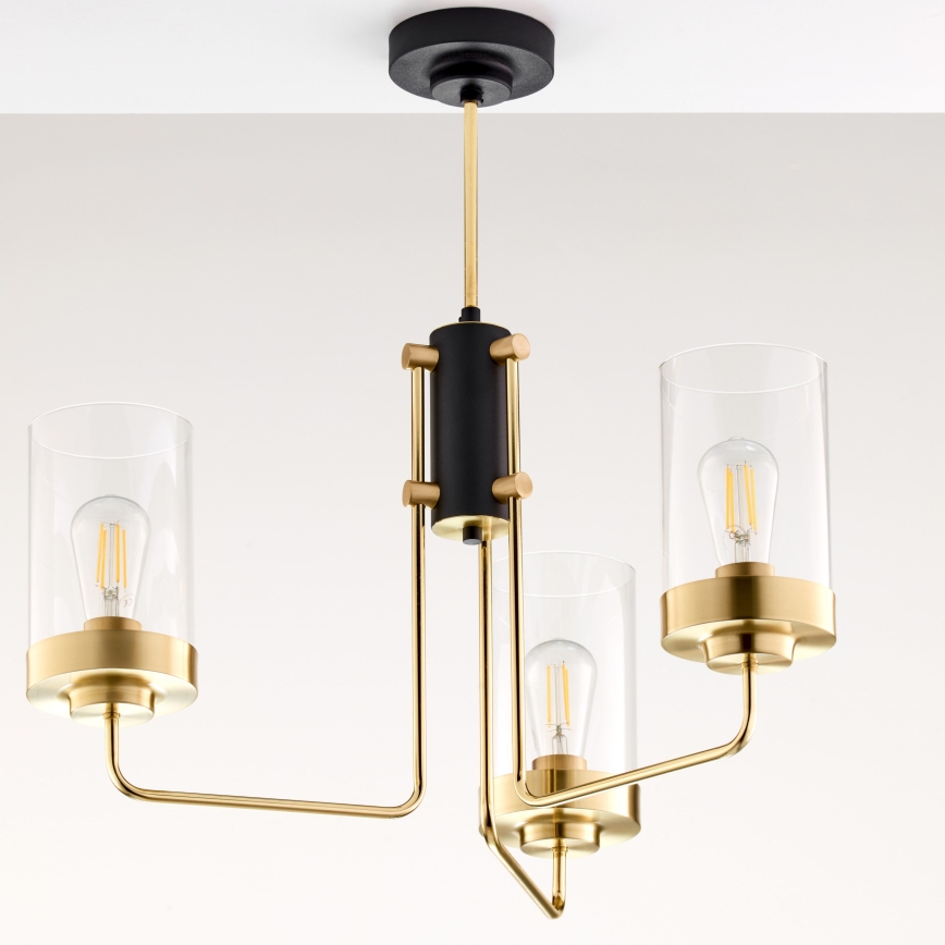 Jupiter 2087 - Lustre sur tige RAMIREZ 3xE27/15W/230V doré/noir
