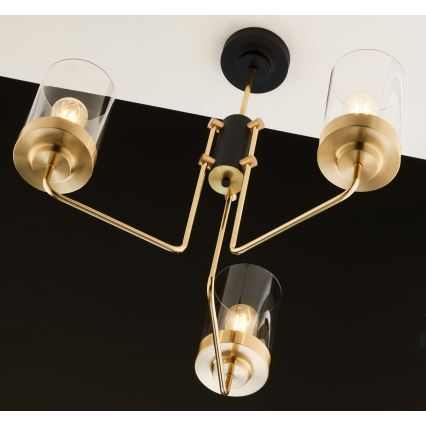 Jupiter 2087 - Lustre sur tige RAMIREZ 3xE27/15W/230V doré/noir