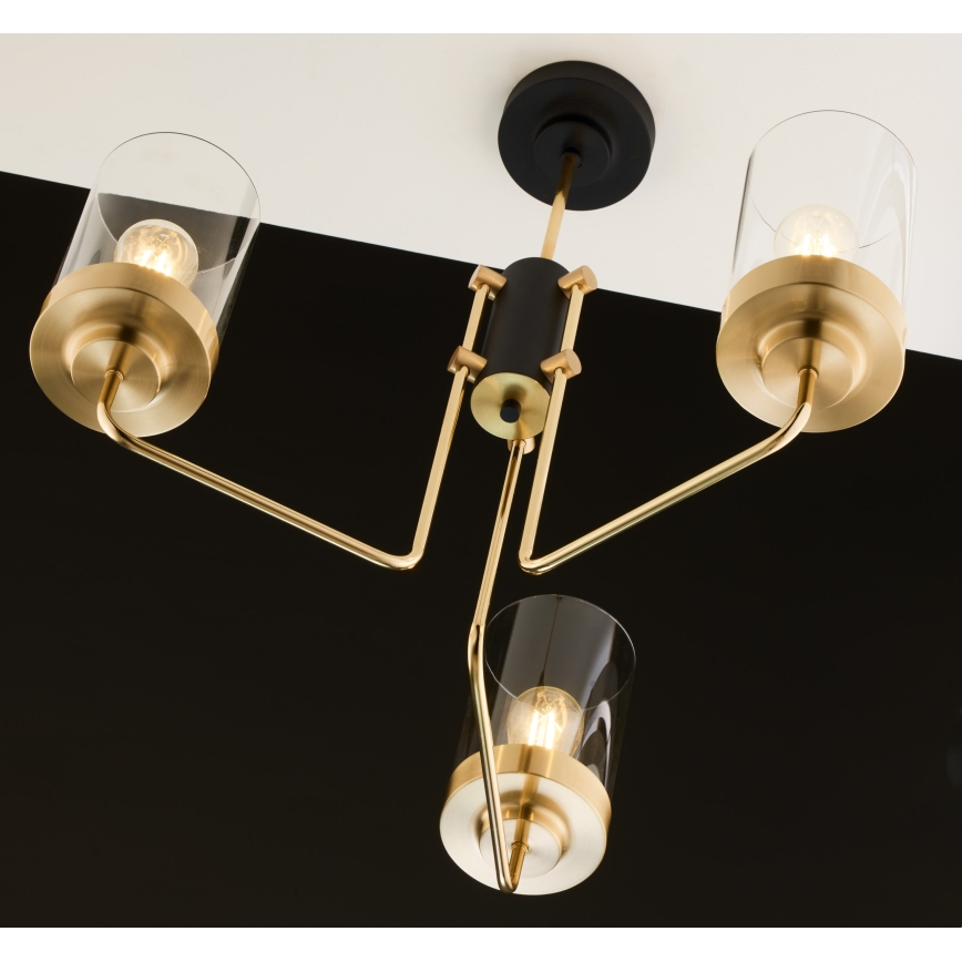 Jupiter 2087 - Lustre sur tige RAMIREZ 3xE27/15W/230V doré/noir