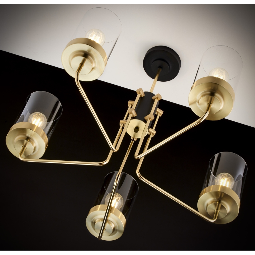 Jupiter 2088 - Lustre sur tige RAMIREZ 5xE27/15W/230V doré/noir