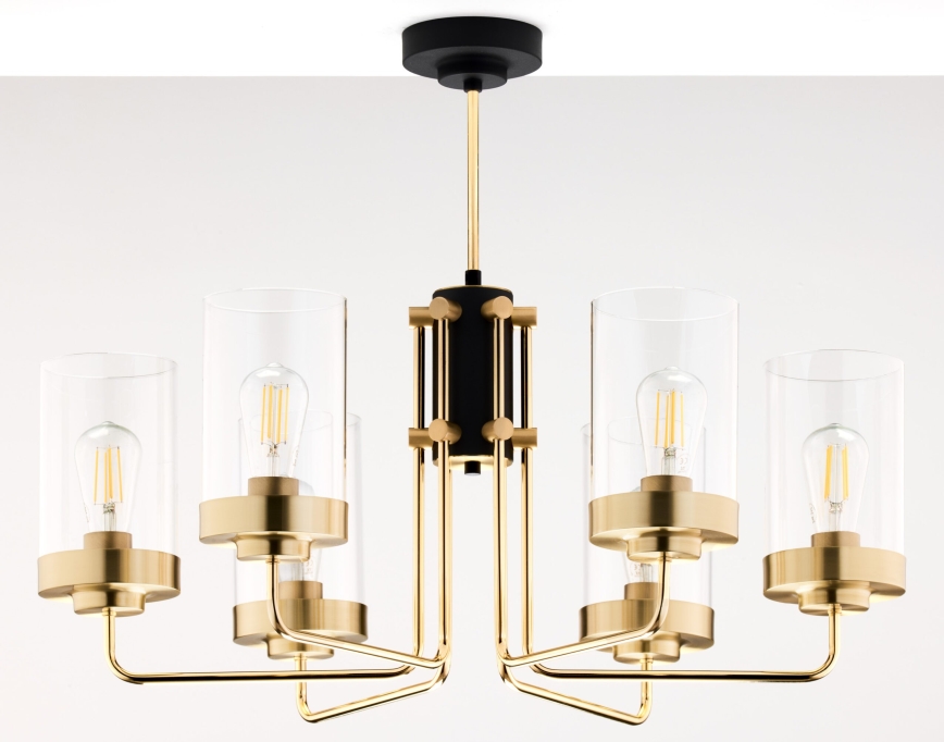 Jupiter 2089 - Lustre sur tige RAMIREZ 6xE27/15W/230V doré/noir