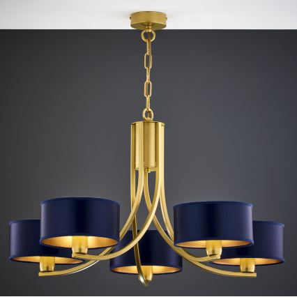 Jupiter 2094 - Lustre sur chaîne ARTHUR 5xE27/15W/230V bleu/doré