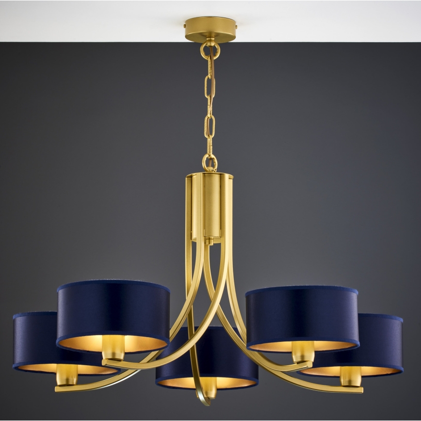 Jupiter 2094 - Lustre sur chaîne ARTHUR 5xE27/15W/230V bleu/doré