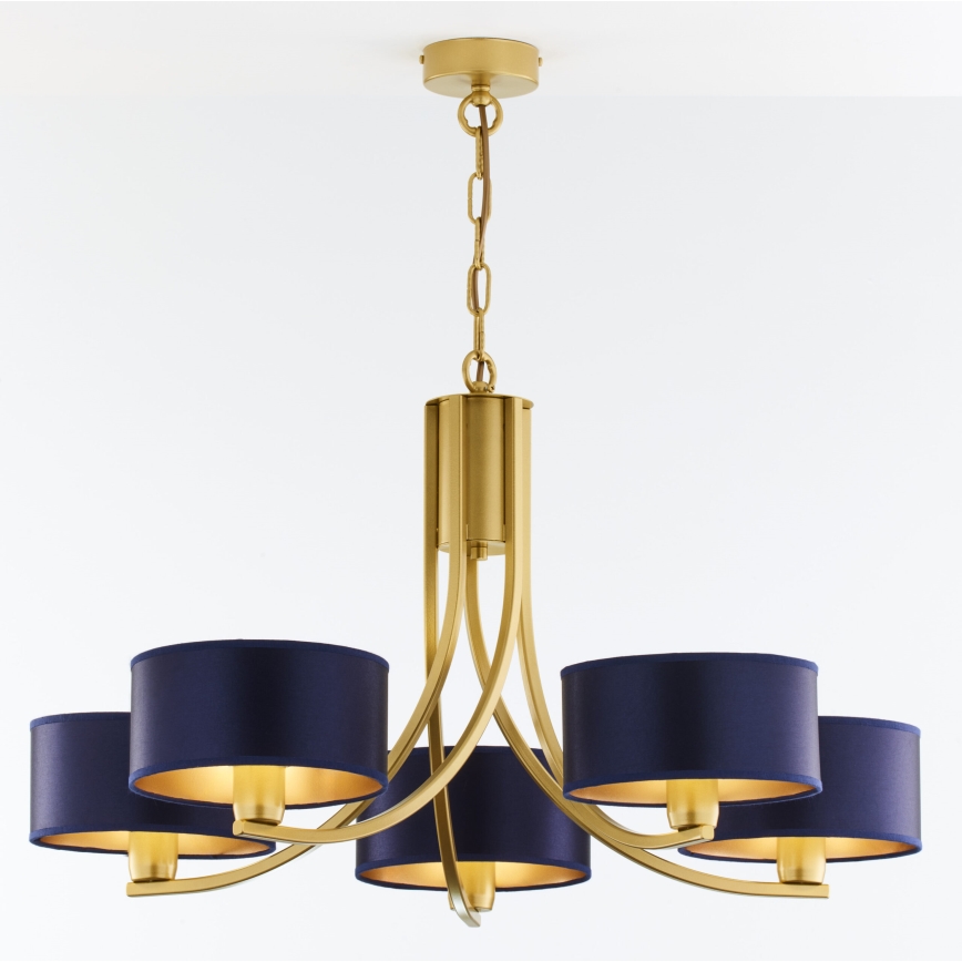 Jupiter 2094 - Lustre sur chaîne ARTHUR 5xE27/15W/230V bleu/doré