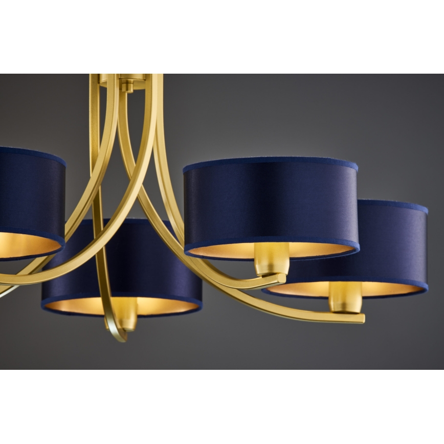 Jupiter 2094 - Lustre sur chaîne ARTHUR 5xE27/15W/230V bleu/doré