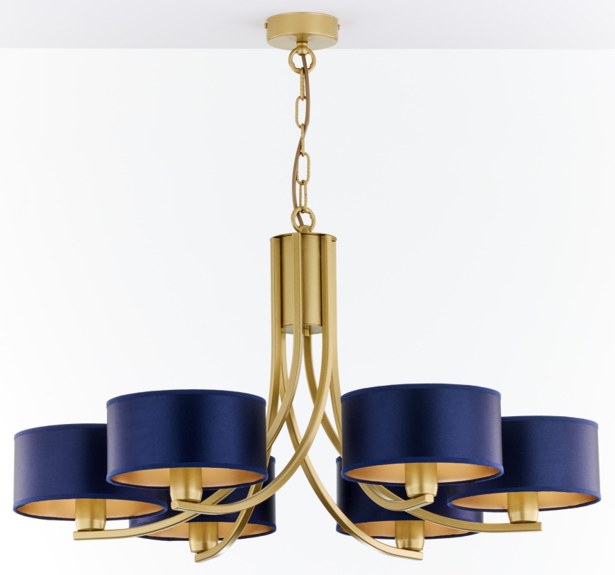 Jupiter 2095 - Lustre à chaîne ARTHUR 6xE27/15W/230V bleu/doré