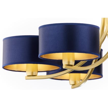 Jupiter 2095 - Lustre à chaîne ARTHUR 6xE27/15W/230V bleu/doré