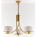 Jupiter 2096 - Lustre sur chaîne ARTHUR 3xE27/15W/230V blanc/doré/décor marbre